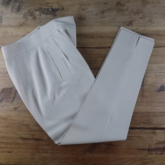 MONDI TAN VINTAGE PURE NEW WOOL PLEATED OFFICE TROUSERS WOMENS EUROPE SIZE 34 - Picture 1 of 10
